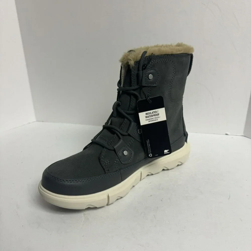 Sorel Womens Explorer II Joan Faux Fur Waterproof Boot Gray Size 7.5 M